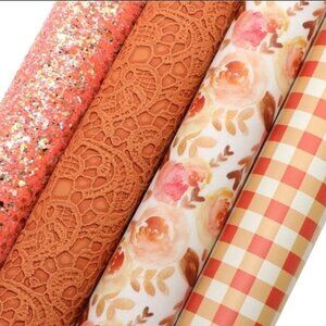 4 piece set FAUX leather craft sheets 8x13 luxury mix textures